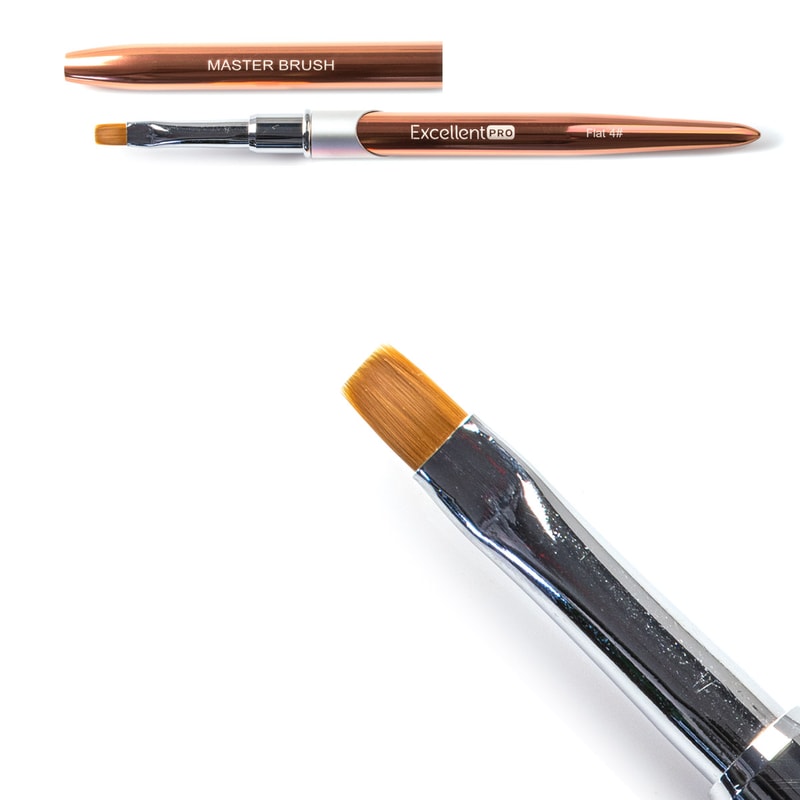 Excellent PRO Pędzelek do żelu #4 Flat (rose gold) - 1