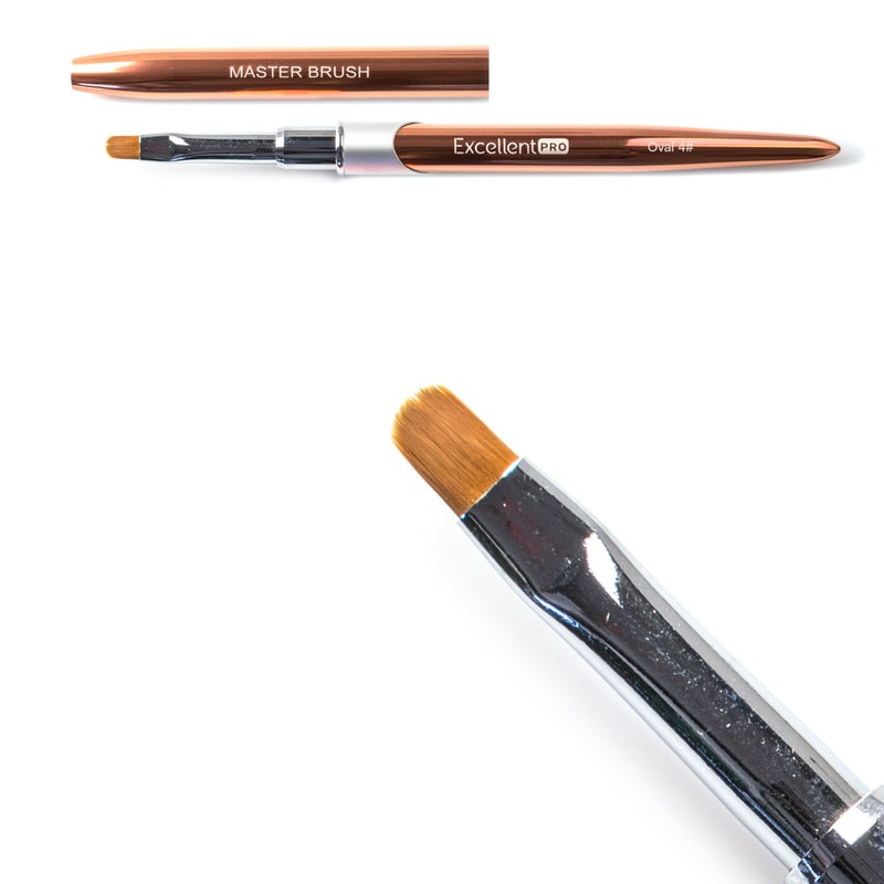 Excellent PRO Pędzelek do żelu #4 Owal (rose gold) - 1