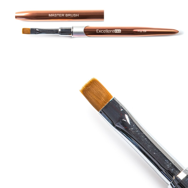 Excellent PRO Pędzelek do żelu #6 Flat (rose gold) - 1