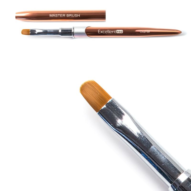 Excellent PRO Pędzelek do żelu #6 Owal (rose gold) - 1