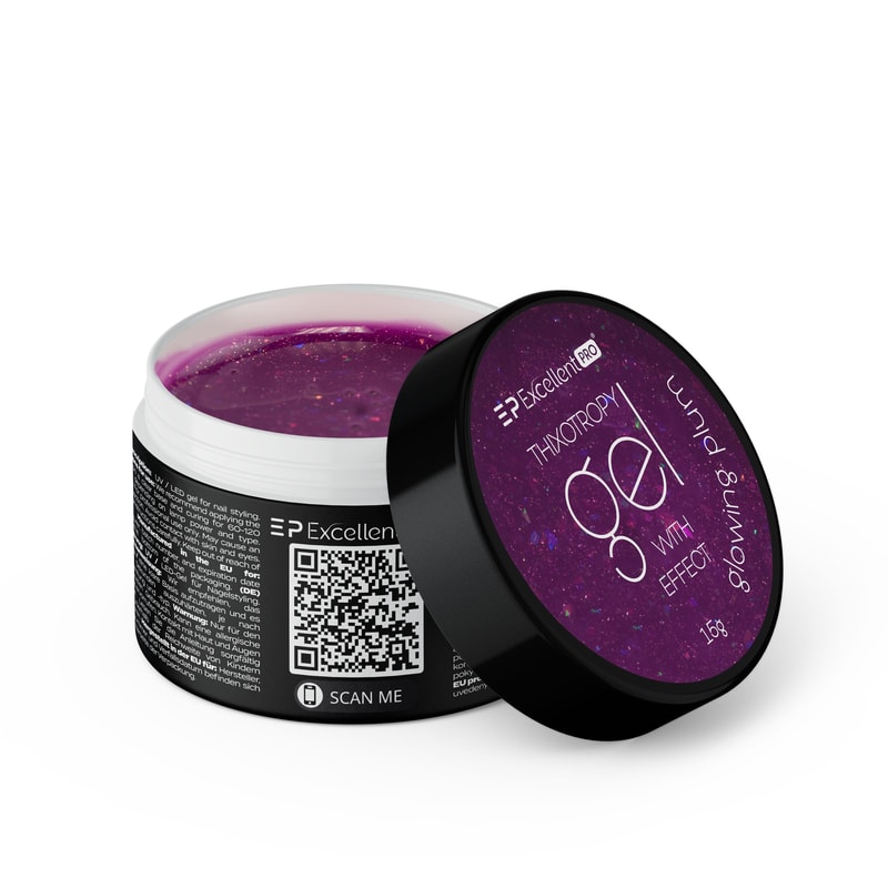 Excellent PRO Thixotropy gel with effect GLOWING PLUM 15g - 1